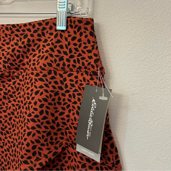 New Eddie Bauer Kelsey Skirt Burned Orange Animal Print Wrap Front Stretchy Sz M - Picture 3 of 8